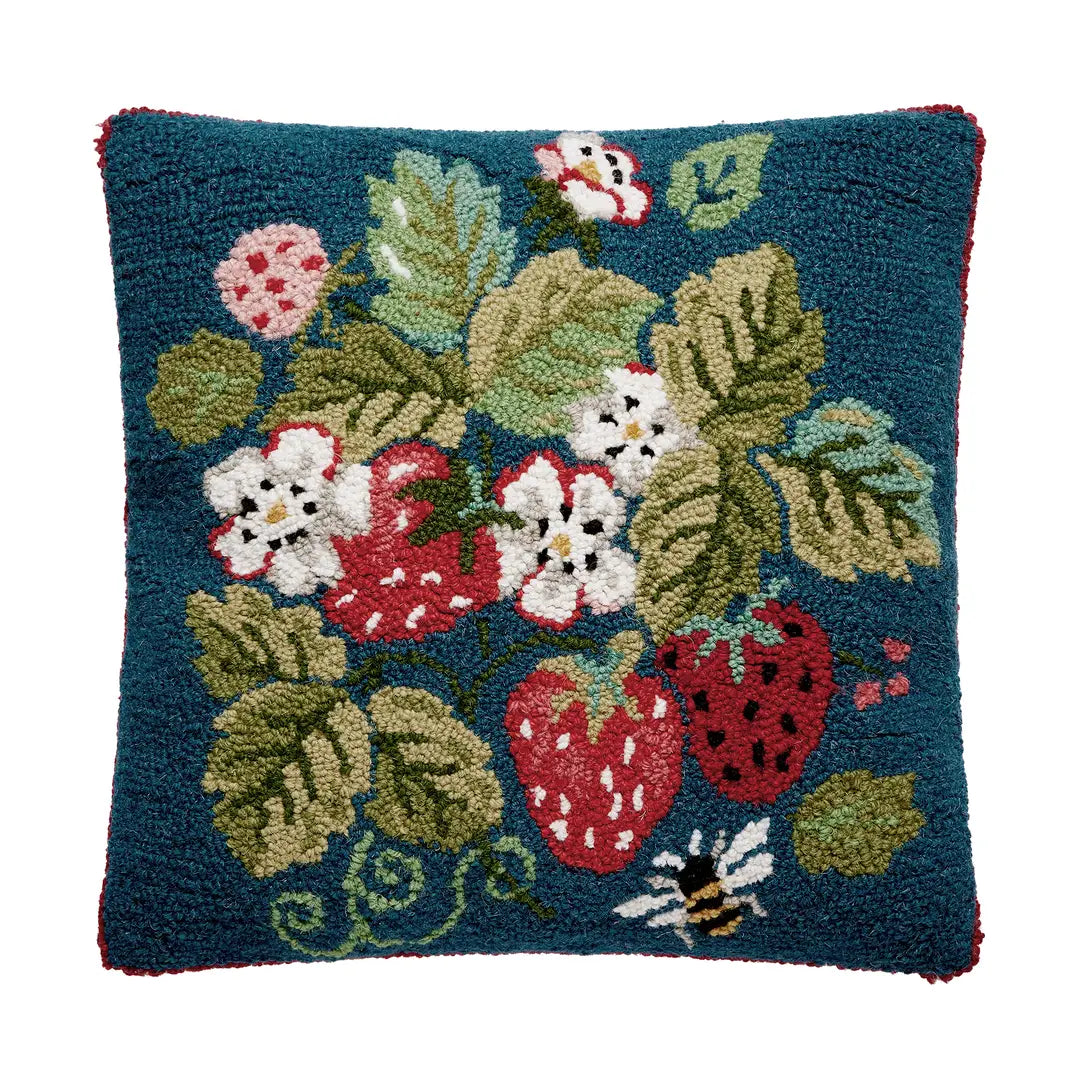 Vintage Strawberries Hook Pillow - Peking Handicraft