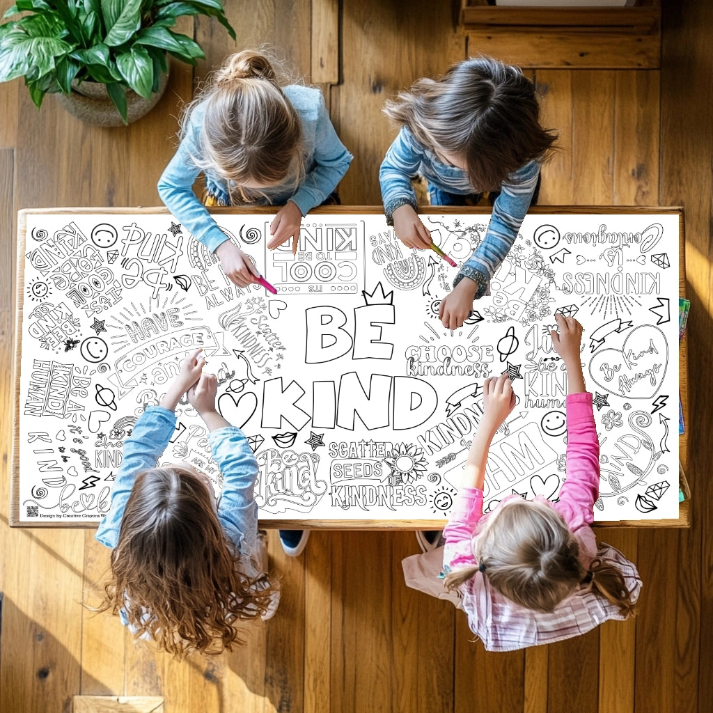 Be Kind Coloring Tablecloth - Creative Crayons Workshop