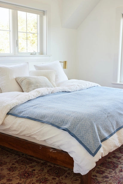 Harborview Herringbone Cornflower Family-Size Blanket - Chappy Wrap