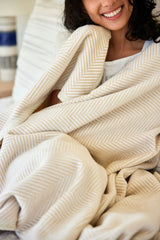 Harborview Herringbone Cream Blanket - ChappyWrap