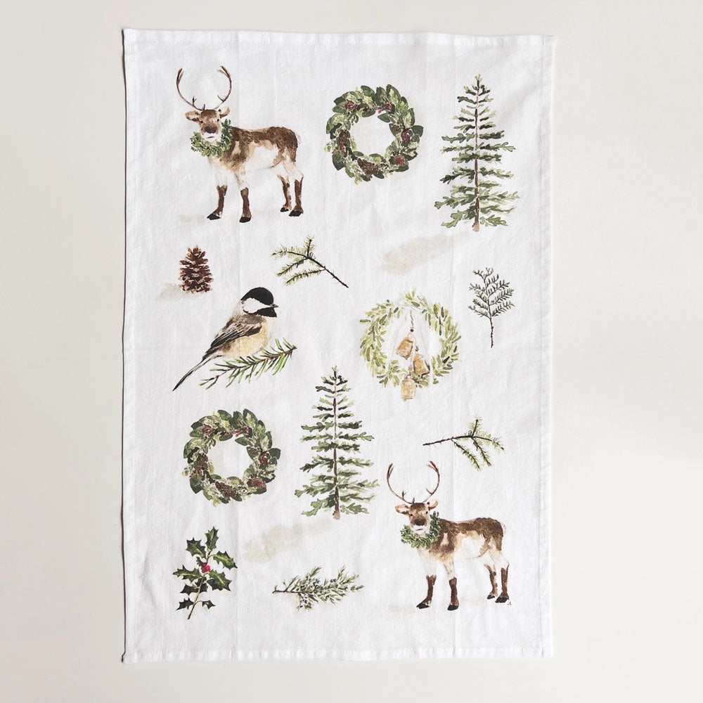 Evergreen Christmas Tea Towel - emily lex studio