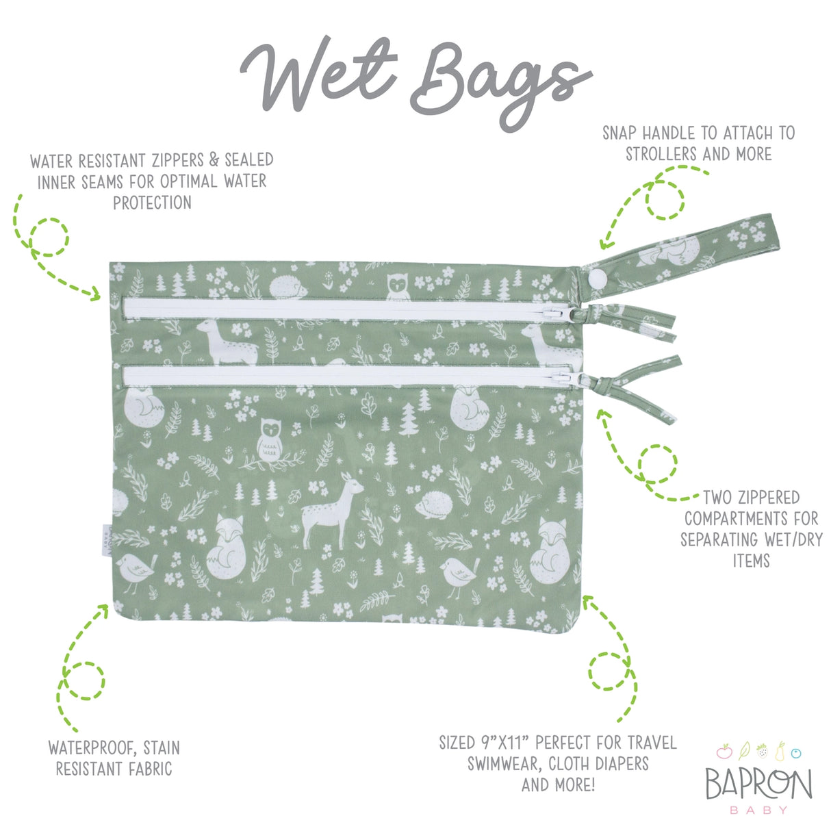 Forest Friends Waterproof Wet Bag - BapronBaby