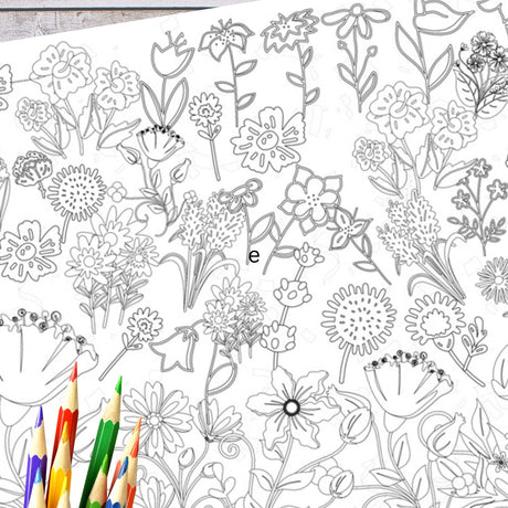 Wildflowers Coloring Tablecloth - Creative Crayons Workshop