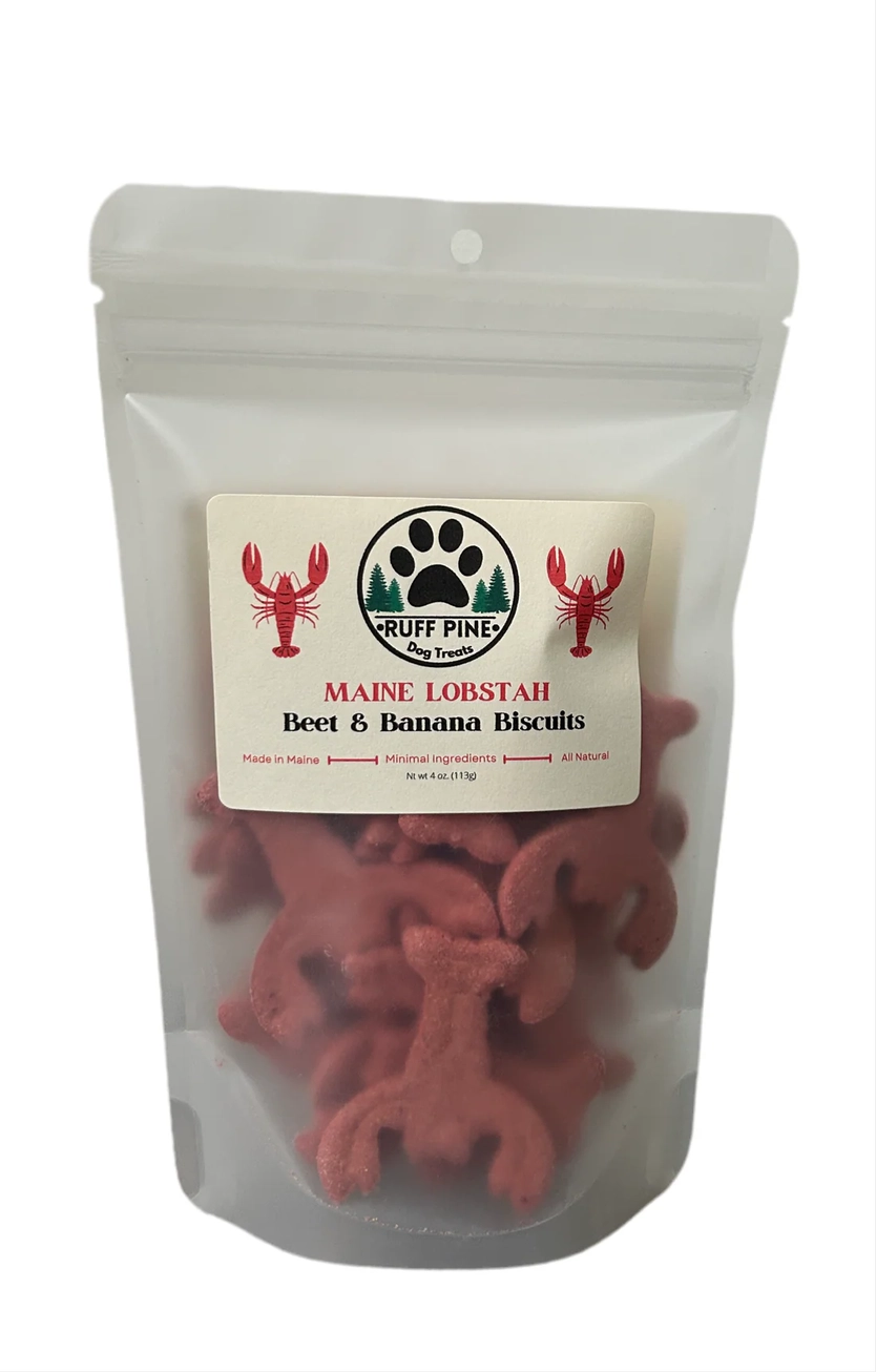 Maine Lobstah Beet & Banana Dog Biscuits - Ruff Pine Dog Treats