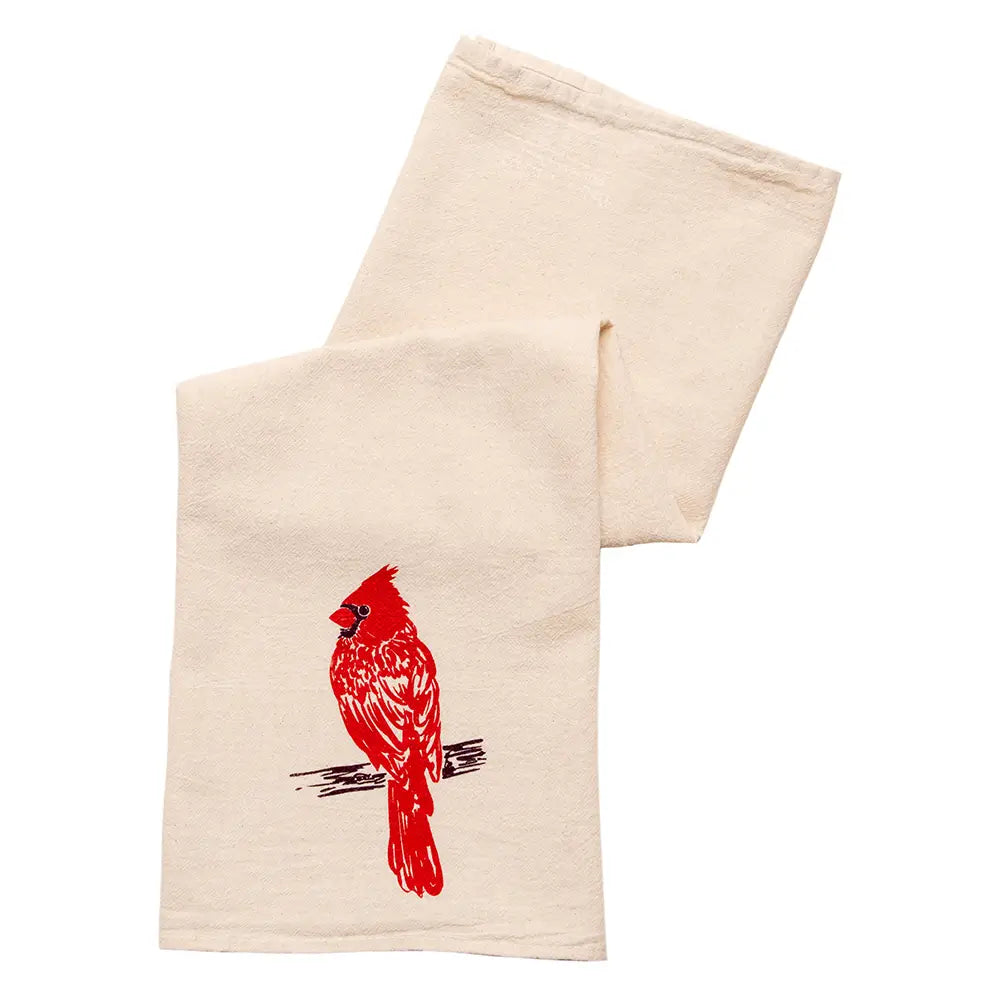 Red Cardinal 100% Cotton Tea Towel - Cinder + Salt