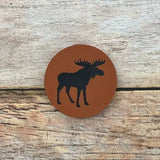 Moose Round Wood Magnet - Running Blynd