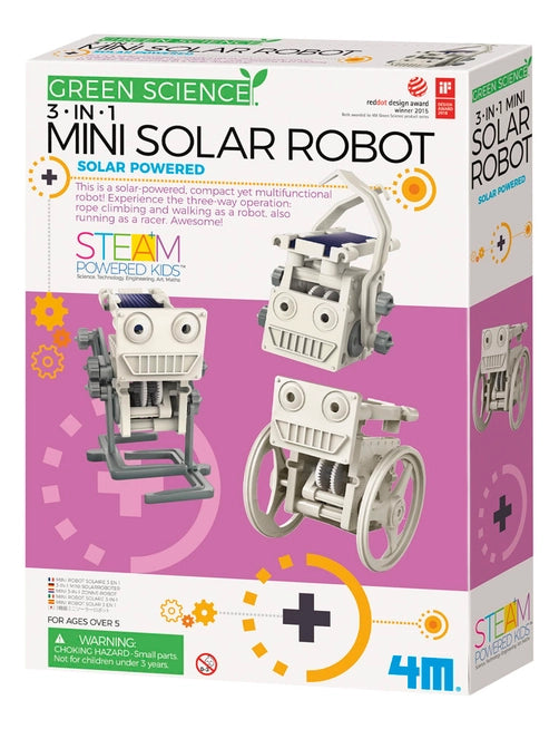 4M Mini Solar Robot 3 In 1 DIY STEM Science Project - Toysmith