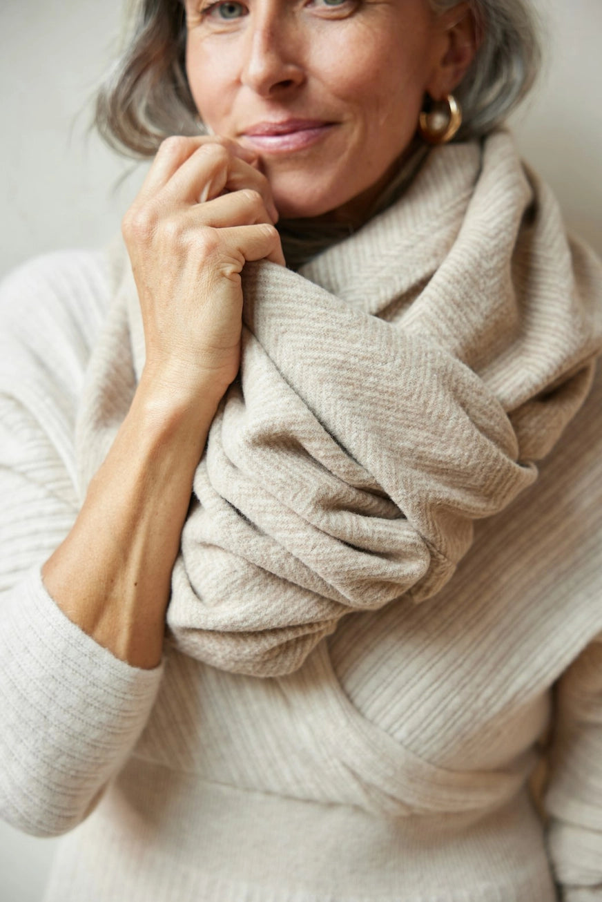 Wheat Herringbone Shawl - Chappy Wrap