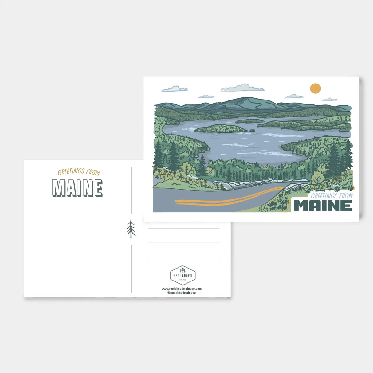 Greetings from the Maine Mountains Post Card - Reclaimed Maine
