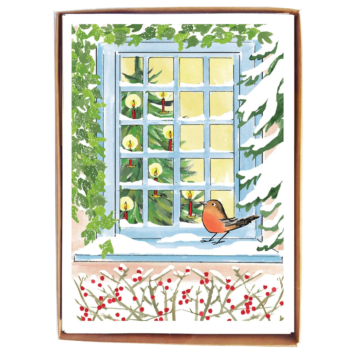 Holiday Windowsill Birdies Cards (Box of 8)  - mollyOcards