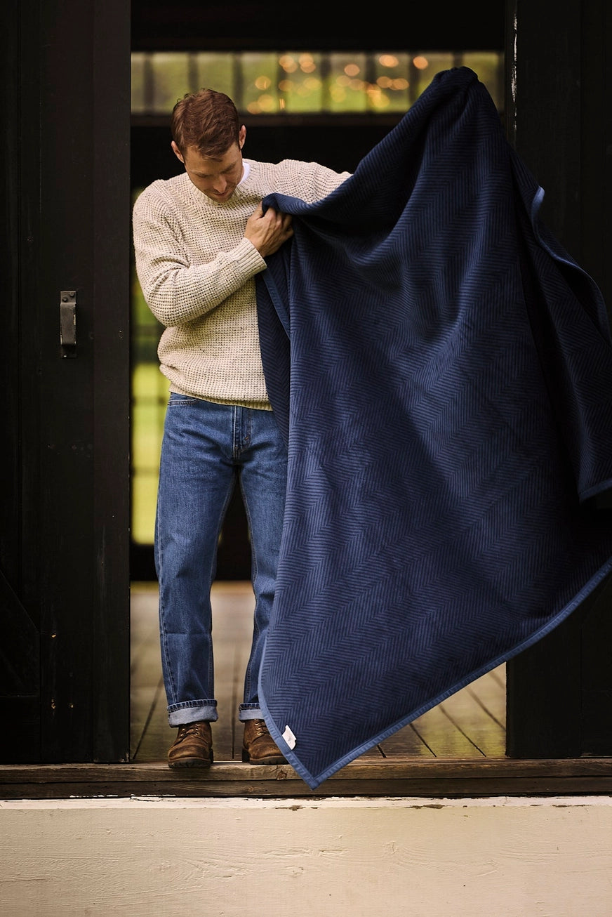 Harborview Herringbone Deep Sea Blanket - ChappyWrap
