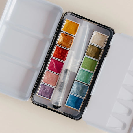 12 Metallic Watercolor Paint Palette - Bailey Rae Studio