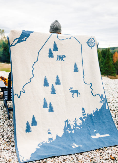 maine state Chappy Wrap blanket available at the woods maine shop.