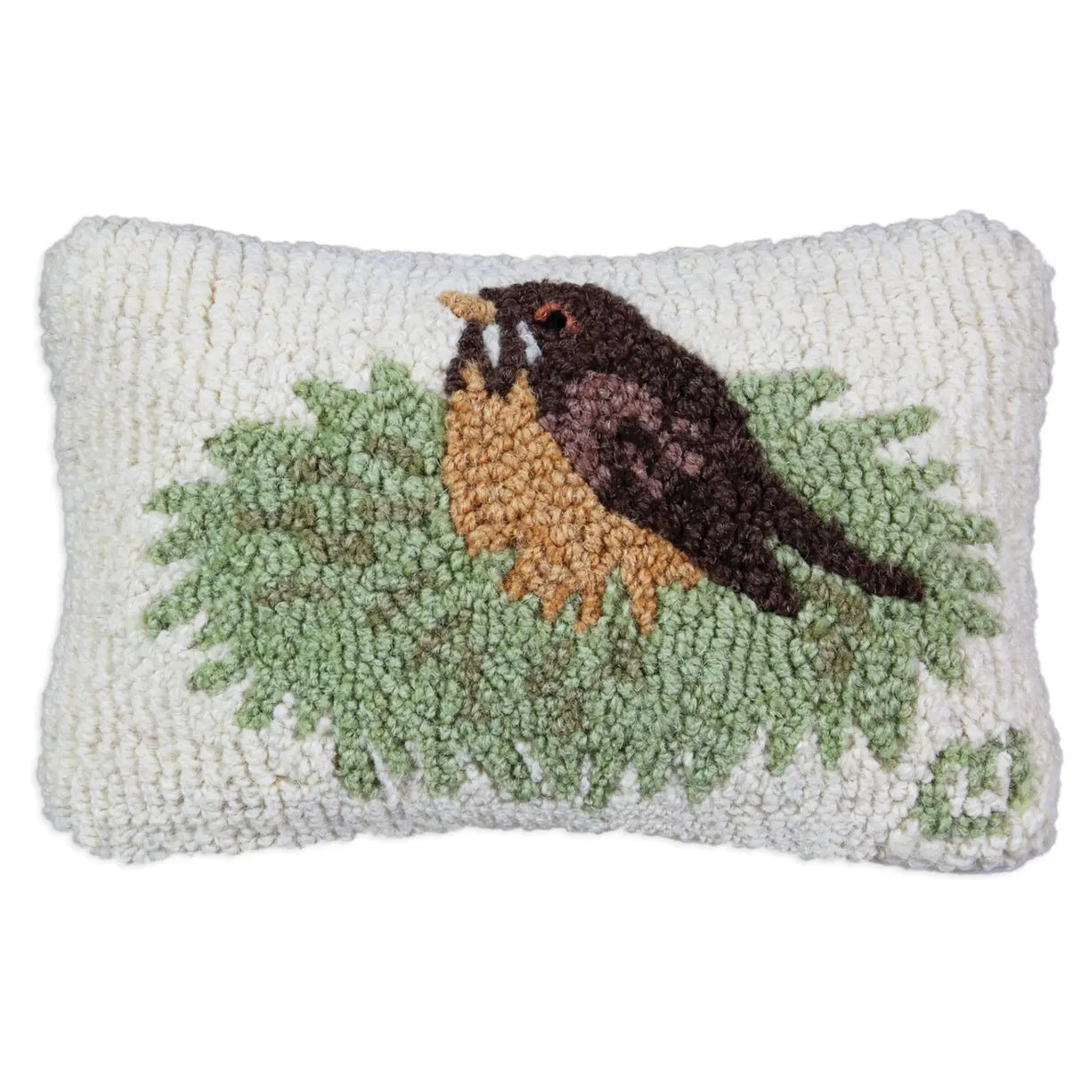Robins Nest 8 x 12 Hand-Hooked Wool Pillow - Chandler 4 Corners