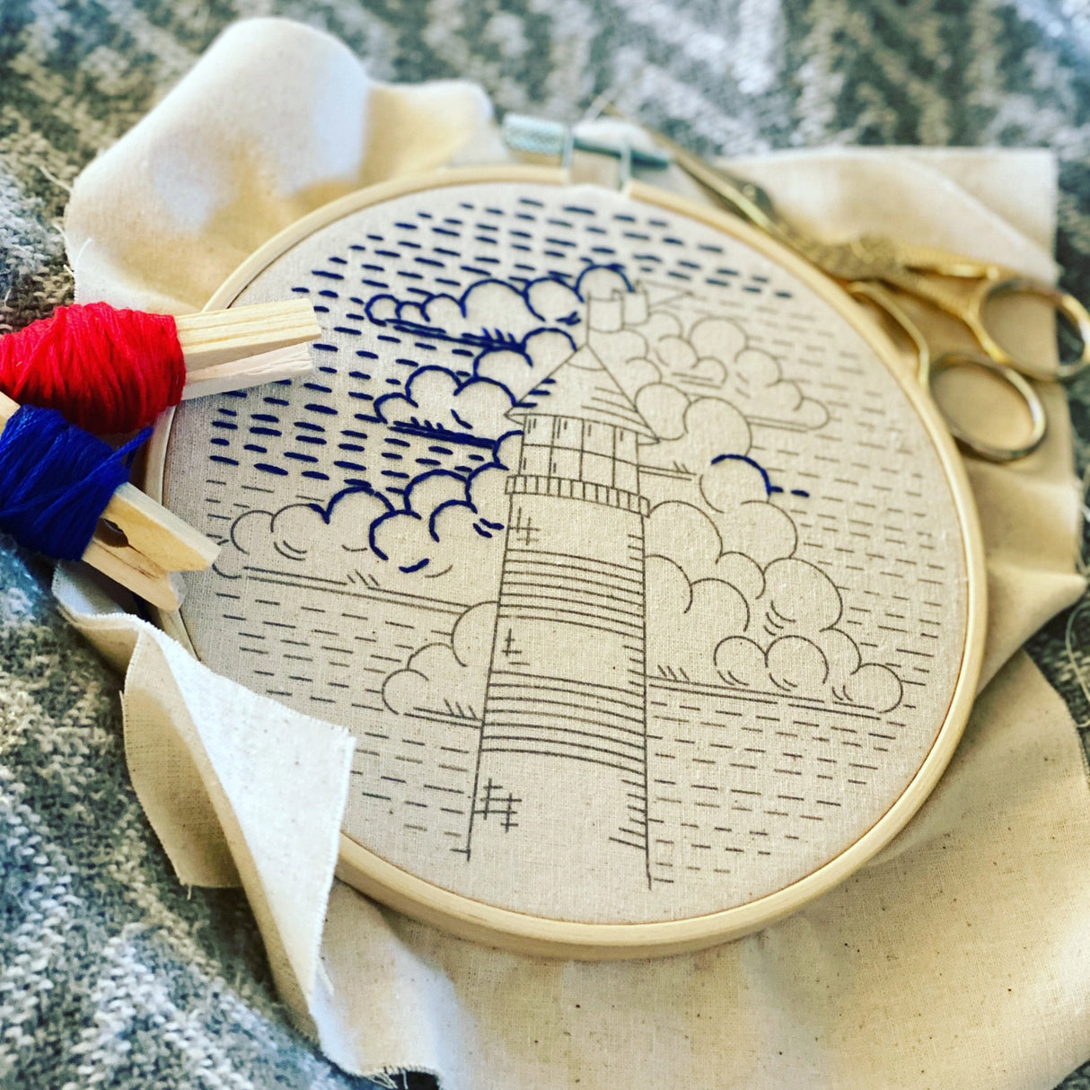 Lighthouse Embroidery Kit - Hook, Line & Tinker