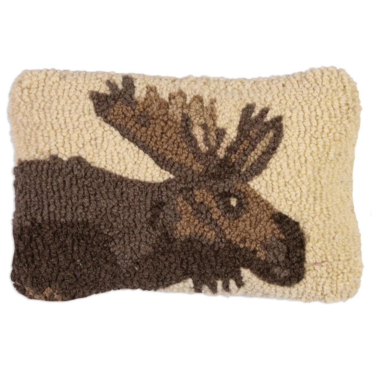 Maine Moose 8 x 12 Hand-Hooked Wool Pillow - Chandler 4 Corners