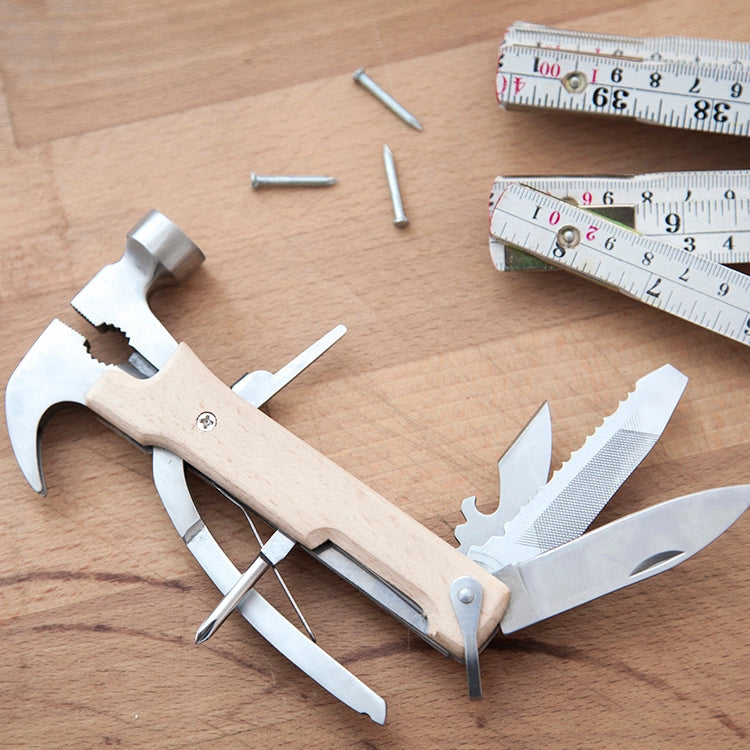 Wood Multi Function Hammer Tool - Kikkerland