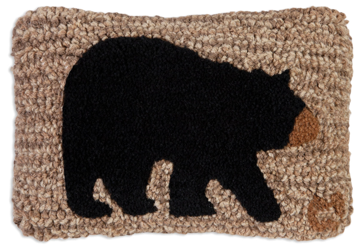 Black Bear 8 x 12 Hand-Hooked Wool Pillow - Chandler 4 Corners
