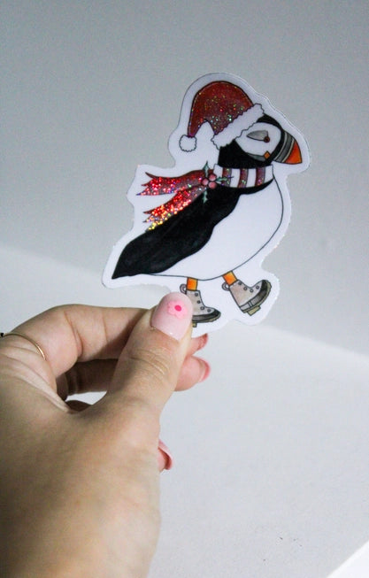 Christmas Puffin with Boots Sticker - S&D
