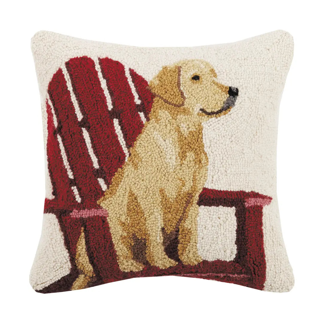 Yellow Lab and Adirondack Hook Pillow - Peking Handicraft