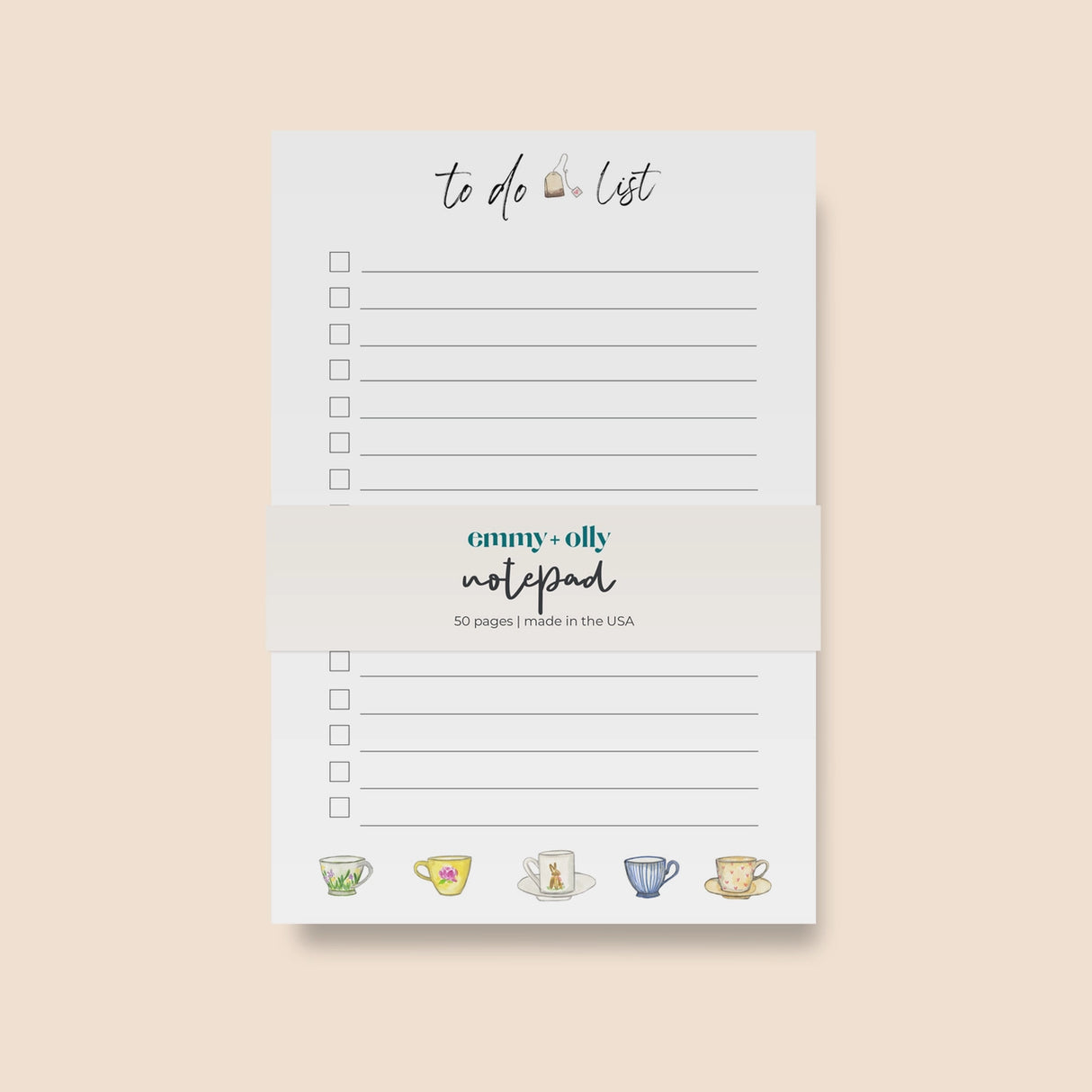 Tea Cups To-Do List Notepad - Emmy + Olly