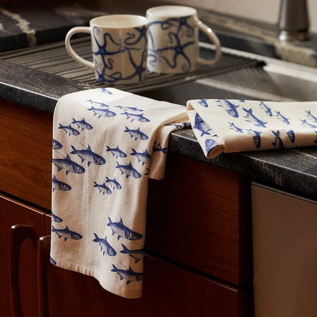 Blue Fish Kitchen Towels - Caskata