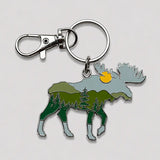 Moose + Mountains Enamel Keychain - Reclaimed Maine