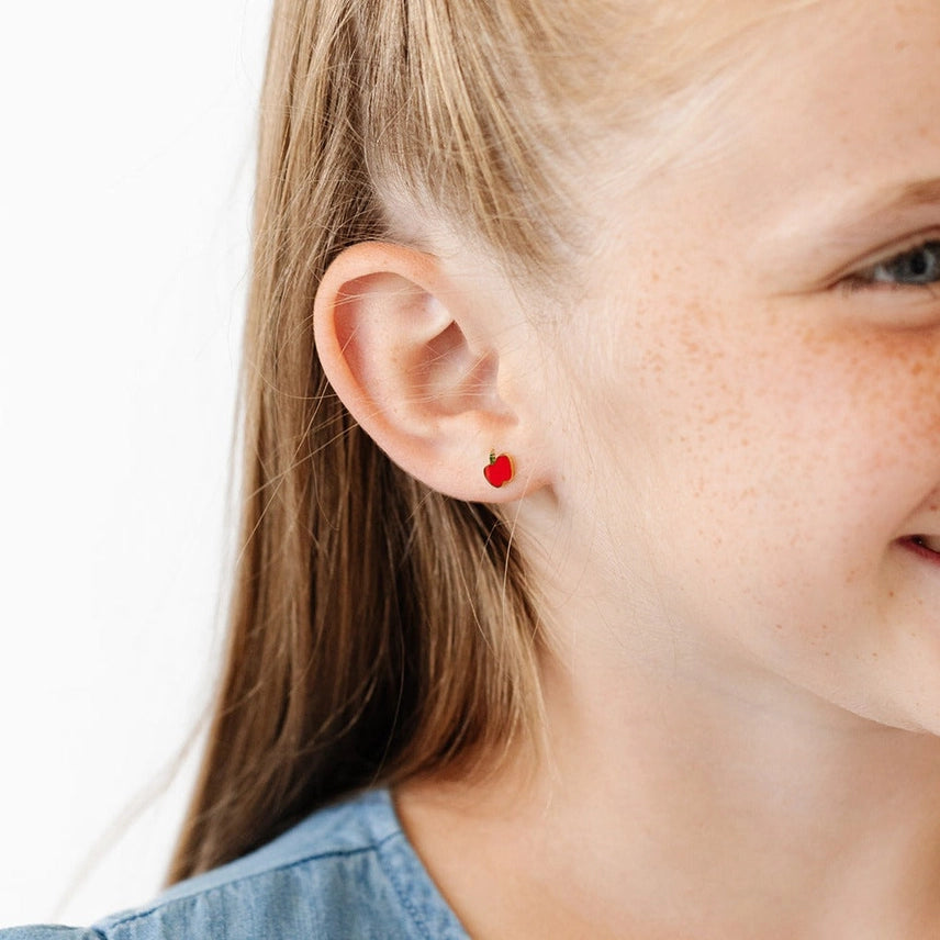 Apple Stud Gold Earrings - Pip Pop Post