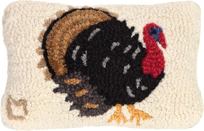 Thanksgiving Turkey 8 x 12 Hand-Hooked Wool Pillow - Chandler 4 Corners
