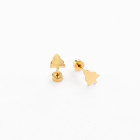 Christmas Tree Gold Stud Earrings - Pip Pop Post