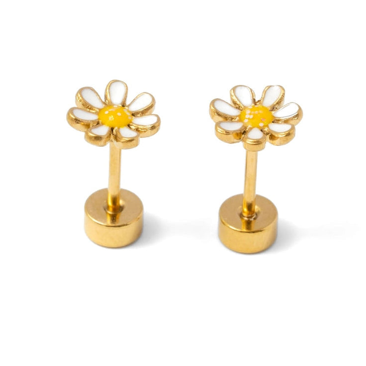 Daisy Stud Gold Earrings - Pip Pop Post