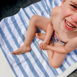 Blue Stripes Maverick Kids Beach Towel + Wet Bag - Calla & Friends