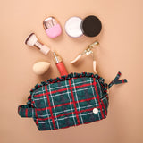 Evergreen Plaid Quilted Cosmetic Pouch - The Darling Effect