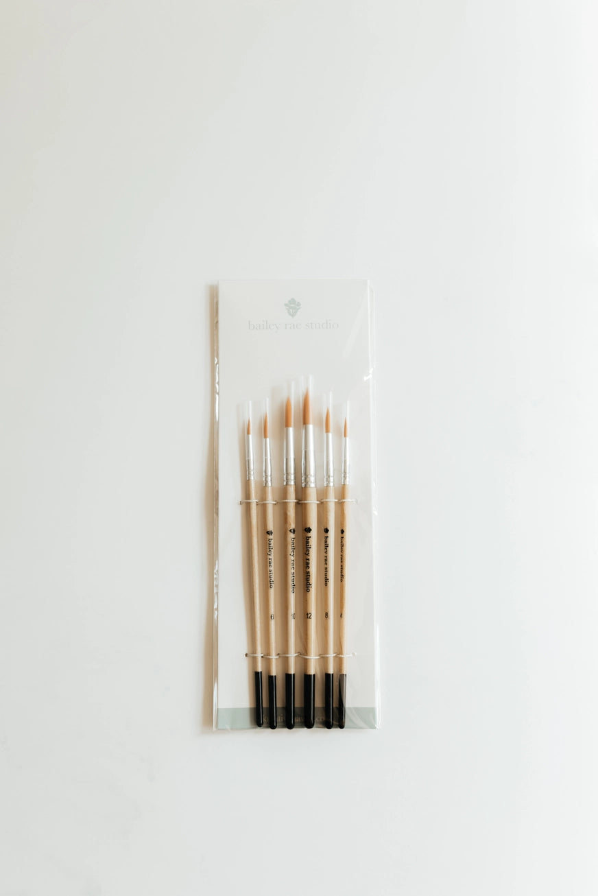 Six Piece Watercolor Paint Brush Set - Bailey Rae Studio