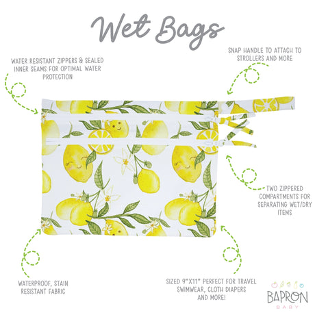Fresh Lemon Waterproof Wet Bag - BapronBaby