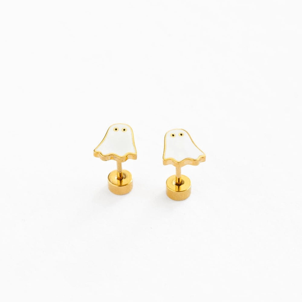 Ghost Stud Gold Earrings - Pip Pop Post