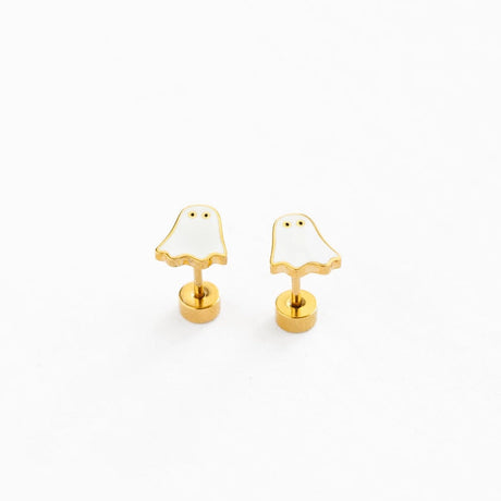 Ghost Stud Gold Earrings - Pip Pop Post