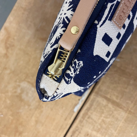 Navy Farmhouse Toile Makeup Bag - Erin Flett | MADE IN MAINE