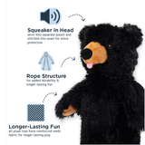 Stuffless Black Bear Squeaker Dog Toy - Tall Tails