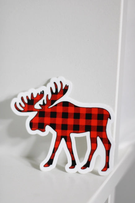Plaid Maine Moose Buffalo Check Sticker - S & D
