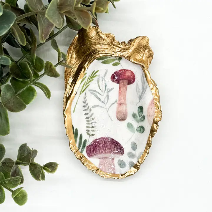 Wild Mushrooms Oyster Trinket Dish - Alison Brooke Designs | Handmade in Maine
