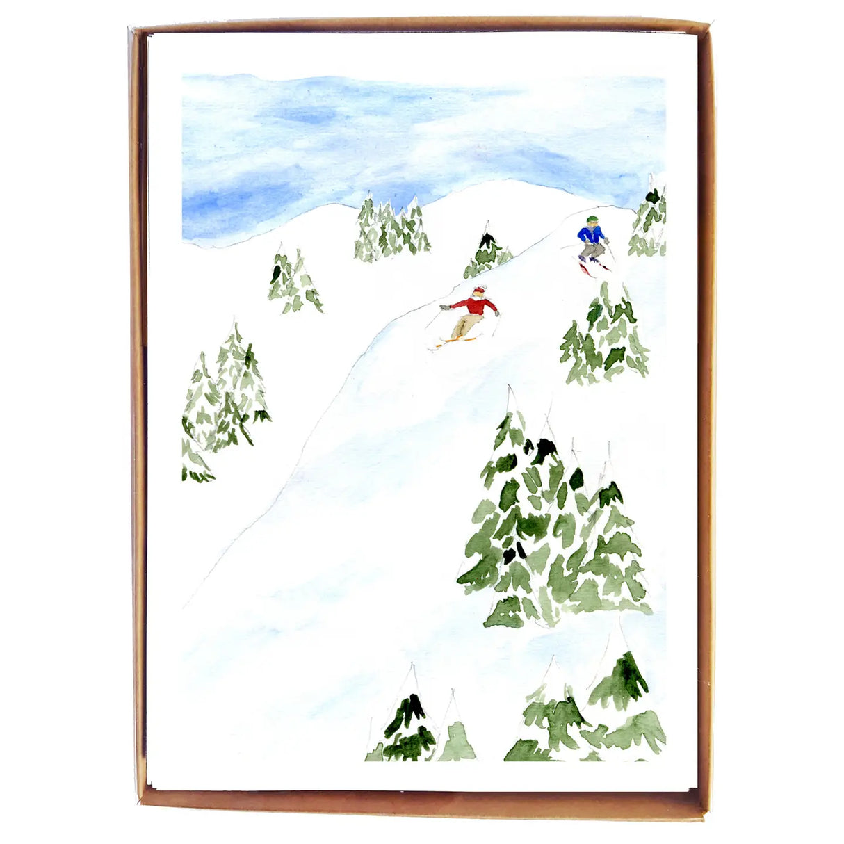 Snowy Skiers Cards (Box of 8)  - mollyOcards