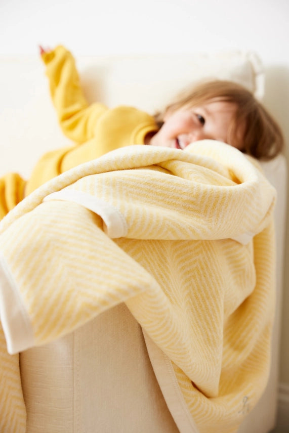 Harborview Herringbone Butter Yellow Mini Baby Blanket - Chappy Wrap