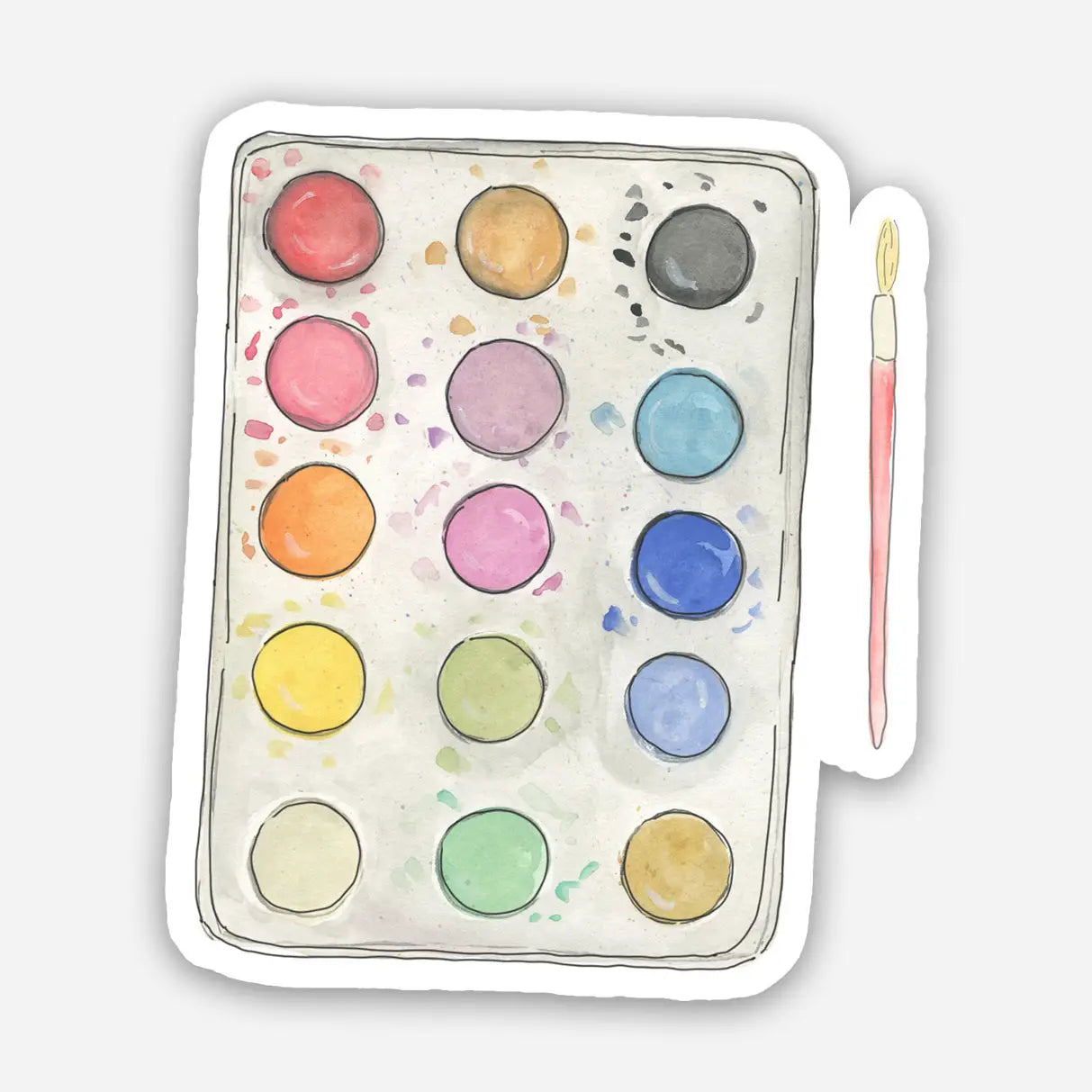 Watercolor Paint Palette Sticker - Emmy + Olly