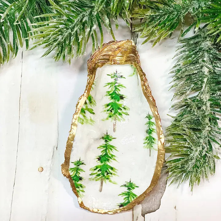 Maine Pine Trees Oyster Trinket Dish - Alison Brooke Designs | Handmade in Maine