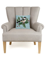 Chickadee and Holly Hook Pillow - Peking Handicraft