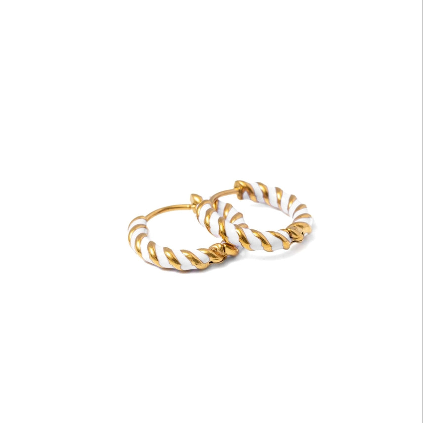 White Braided Hoop Earrings - Pip Pop Post