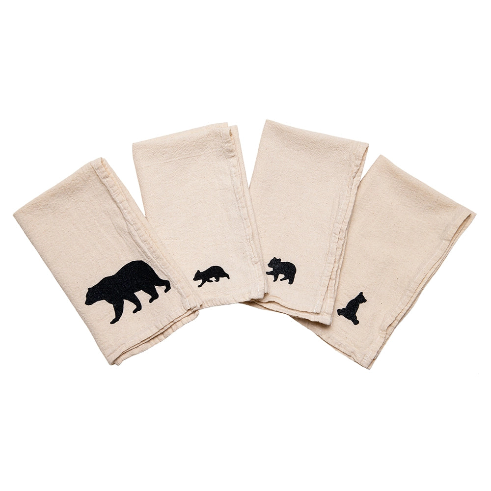 Black Bears 100% Cotton Cloth Napkins (Set of 4) - Cinder + Salt