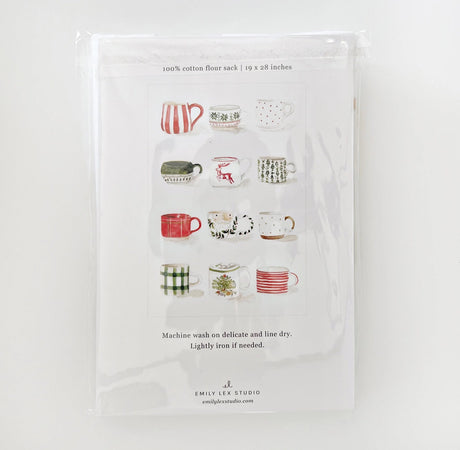 Christmas Mugs Tea Towel - emily lex studio