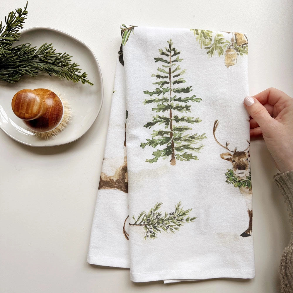 Evergreen Christmas Tea Towel - emily lex studio